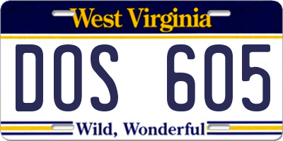 WV license plate DOS605