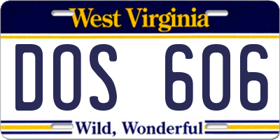 WV license plate DOS606