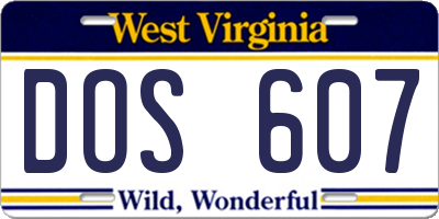 WV license plate DOS607