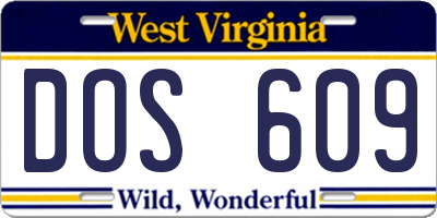 WV license plate DOS609