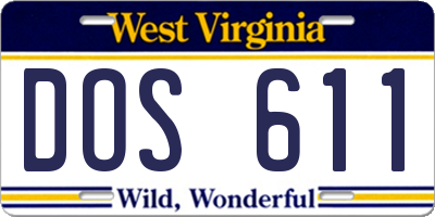 WV license plate DOS611