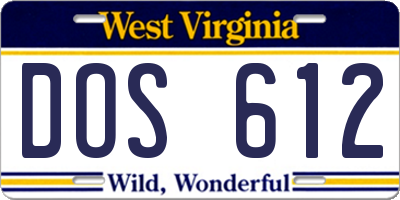 WV license plate DOS612