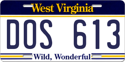 WV license plate DOS613