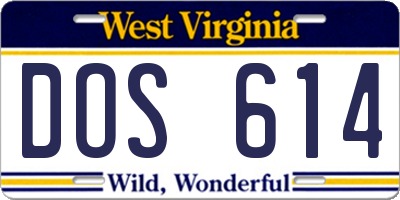 WV license plate DOS614