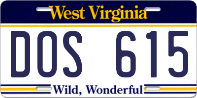 WV license plate DOS615