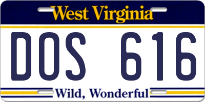 WV license plate DOS616