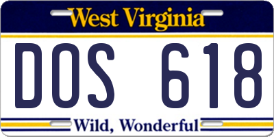 WV license plate DOS618