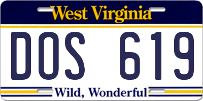 WV license plate DOS619