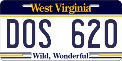 WV license plate DOS620