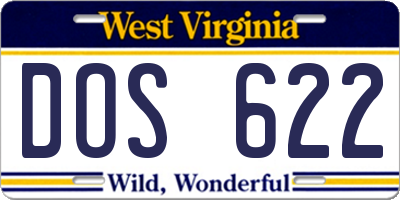 WV license plate DOS622