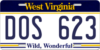 WV license plate DOS623