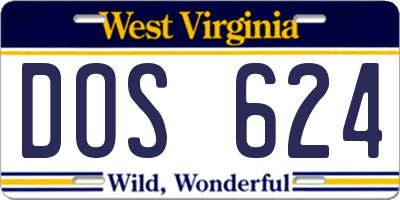 WV license plate DOS624