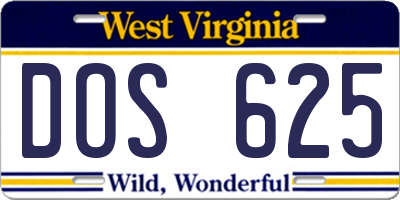 WV license plate DOS625