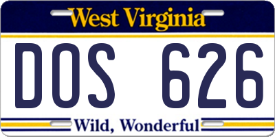 WV license plate DOS626