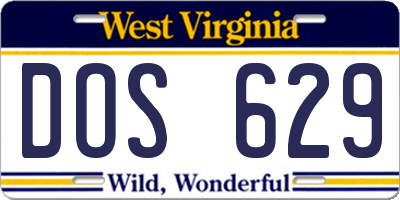 WV license plate DOS629