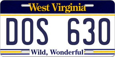 WV license plate DOS630