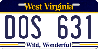 WV license plate DOS631