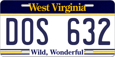 WV license plate DOS632