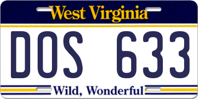 WV license plate DOS633