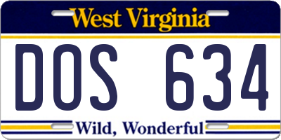 WV license plate DOS634
