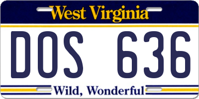 WV license plate DOS636