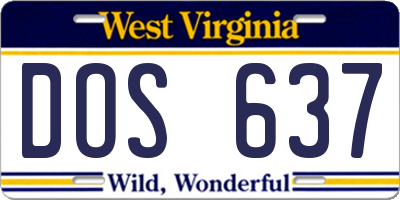 WV license plate DOS637