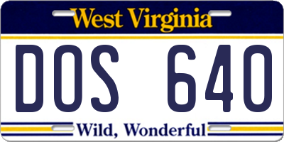 WV license plate DOS640