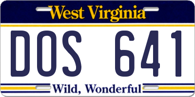WV license plate DOS641