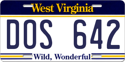 WV license plate DOS642