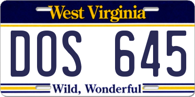 WV license plate DOS645