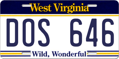 WV license plate DOS646