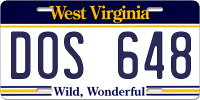 WV license plate DOS648