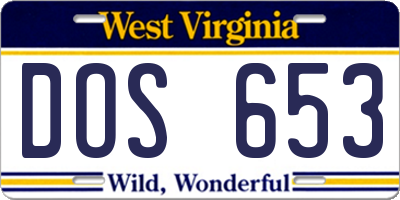 WV license plate DOS653