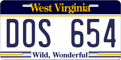 WV license plate DOS654