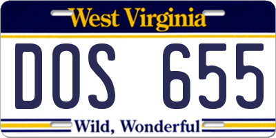 WV license plate DOS655