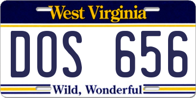 WV license plate DOS656