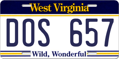 WV license plate DOS657