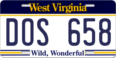 WV license plate DOS658