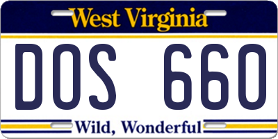 WV license plate DOS660