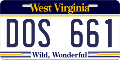 WV license plate DOS661