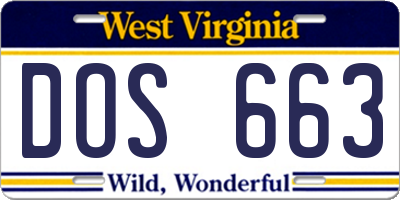 WV license plate DOS663