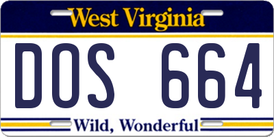 WV license plate DOS664