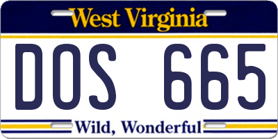 WV license plate DOS665