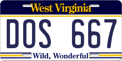 WV license plate DOS667