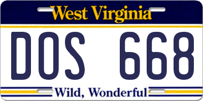 WV license plate DOS668
