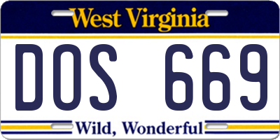 WV license plate DOS669