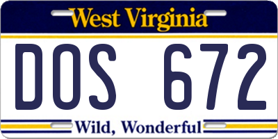 WV license plate DOS672