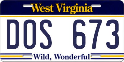 WV license plate DOS673
