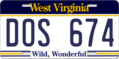 WV license plate DOS674
