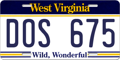 WV license plate DOS675